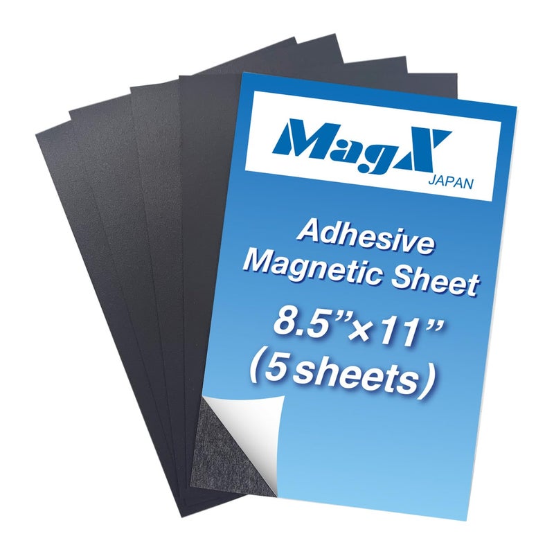 MagX Magnet Sheets with Adhesive Backing, 8.5 x 11, 5 Sheets, Self Adhesive Magnet Sheets, 8.5" x 11", Stationery, Office Supply (MVAL-8511) - Image 1